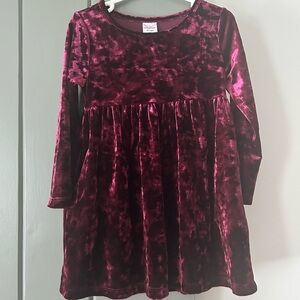 Adorable Burgundy Velvet Kids Dress